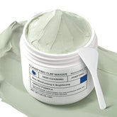 Ning Dermologie Clay Mask jar closeup showing triple mud formula for deep cleansing.