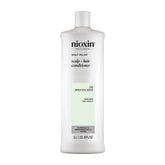 NIOXIN front packaging showing 33.8 fl oz bottle and clear brand benefits