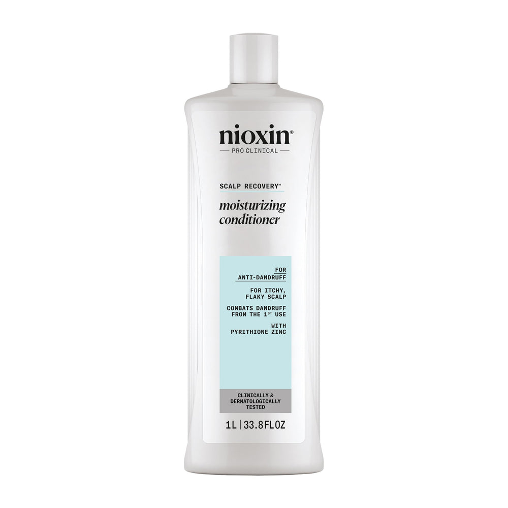 Nioxin front packaging showing 33.8 fl oz bottle and clear product identity