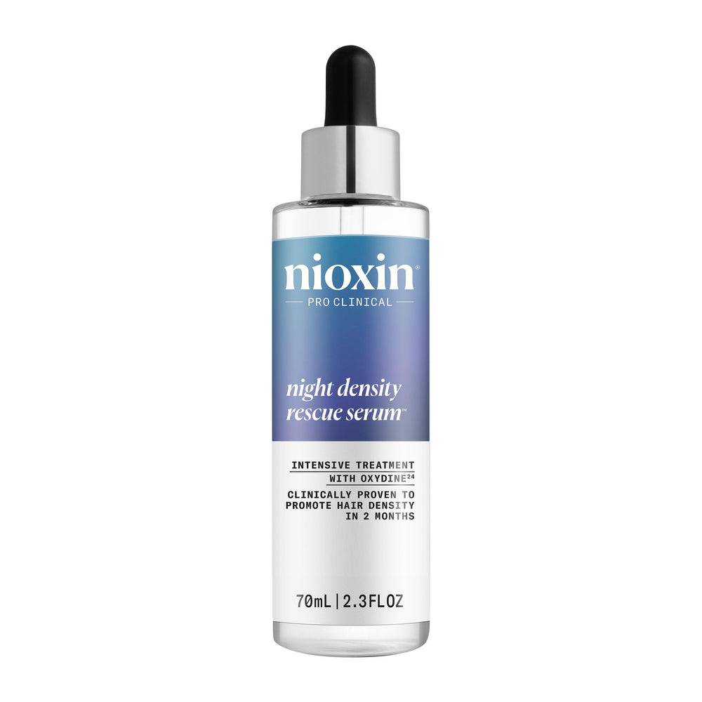 Nioxin front packaging showing bottle and benefits for fuller-looking hair