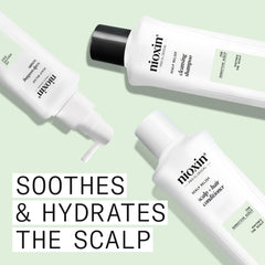 Nioxin conditioner pump close-up showing easy dispensing and soothing formula