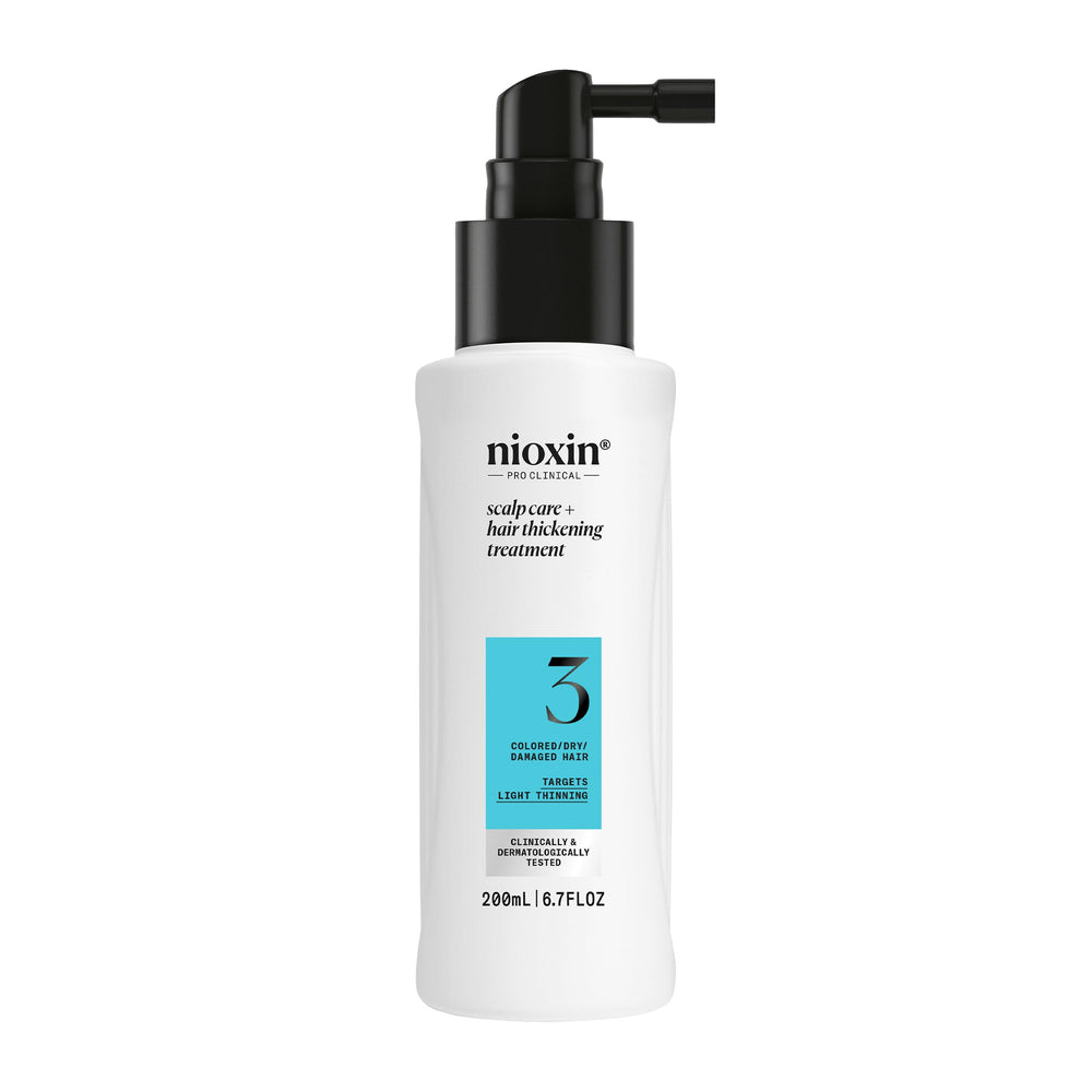Nioxin front packaging showing product name and benefit of thicker-looking hair