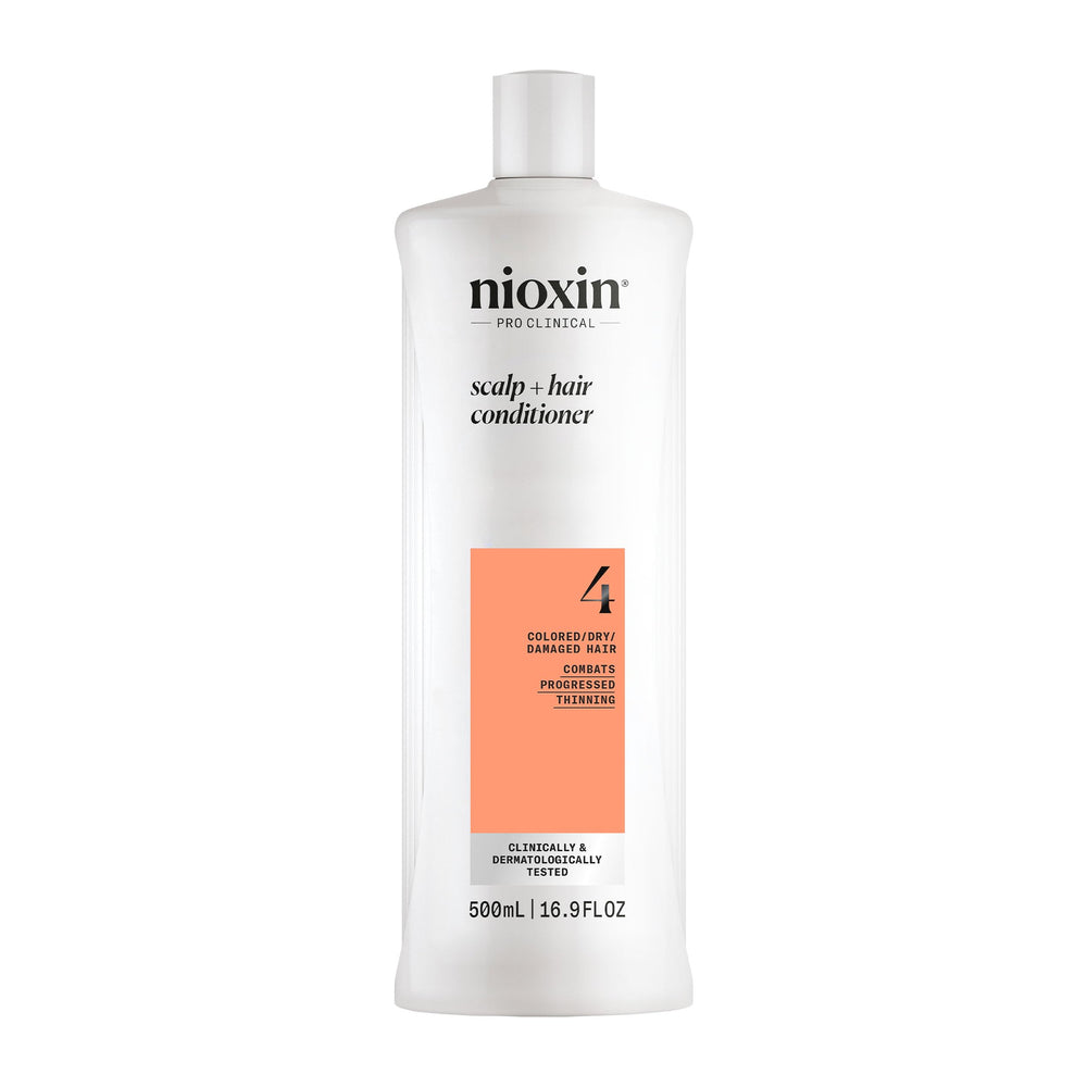 NIOXIN System 4 front packaging showing bottle and label benefits