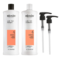 Nioxin front packaging showing bottles and pumps for easy use