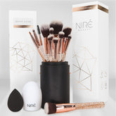 Nire Beauty 15piece brush set case—travel-ready toolkit with premium brushes.