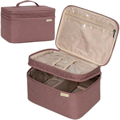 NISHEL rosewood pink bag top-compartment for tall bottles during travel