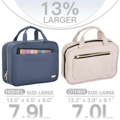 NISHEL toiletry bag compact fold demonstrates space-saving design