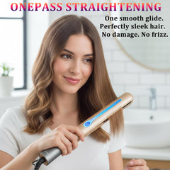 NITION ceramic-tourmaline flatiron plate close-up highlights argan oil and nano silver.