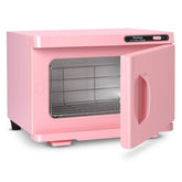Niuadage 8L towel warmer cabinet front pink delivers spa-grade warmth for towels during sessions.
