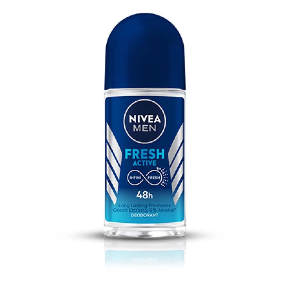 NIVEA Fresh Active roll-on packaging front showing reliable all-day freshness.