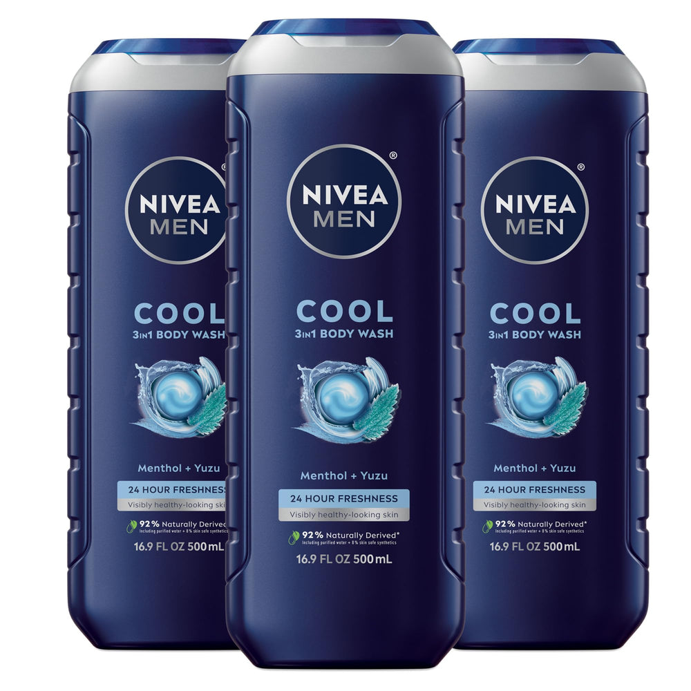 NIVEA MEN Cool Body Wash bottle with icy menthol for refreshing shower