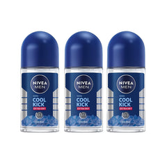 NIVEA Men Cool Kick bottle close-up showcasing refreshing, long-lasting protection.
