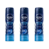 NIVEA MEN Fresh Active deodorant spray bottle with 48H protection and aluminum-free formula.
