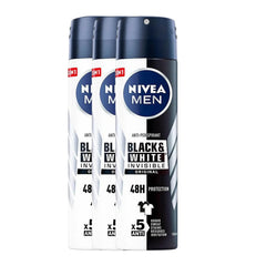 NIVEA Men Invisible Black & White Original spray helps prevent white marks on black clothing