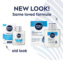 NIVEA MEN Sensitive Cooling Post Shave Balm vitamin e chamomile seaweed close-up emphasizes calming ingredients