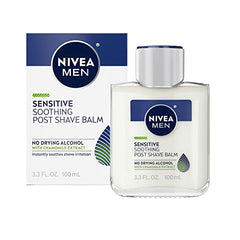 NIVEA MEN Sensitive Soothing Post Shave Balm pack of three bottles for daily use.
