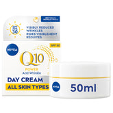 NIVEA Q10 Plus anti-wrinkle day cream bottle with SPF 30 offering daytime protection.