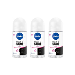 NIVEA Women Black and White Invisible Roll-On bottle front showing no white marks on dark fabrics