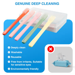 NKQ Eyelid Brush performing gentle cleanse on eyelid margins for refreshed lids.