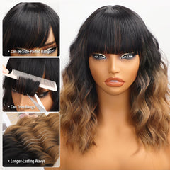 Nnzes women's wig with bangs delivers natural wave and easy maintenance for daily looks.