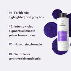 Bleached hair being toned with violet pigment from No Nothing shampoo.