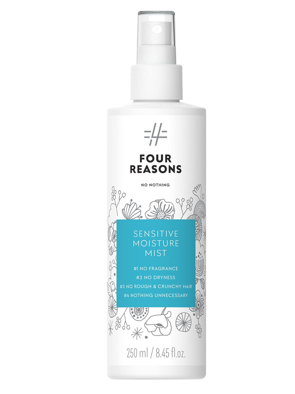 No Nothing Very Sensitive Moisture Mist bottle pouring for fragrance-free conditioning