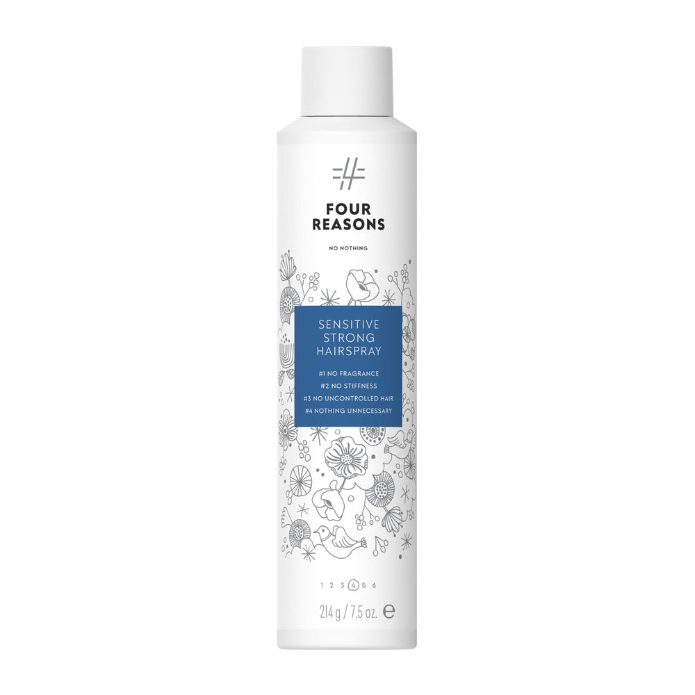 No nothing Very Sensitive Strong Hairspray bottle shows fragrance-free, lightweight hold.