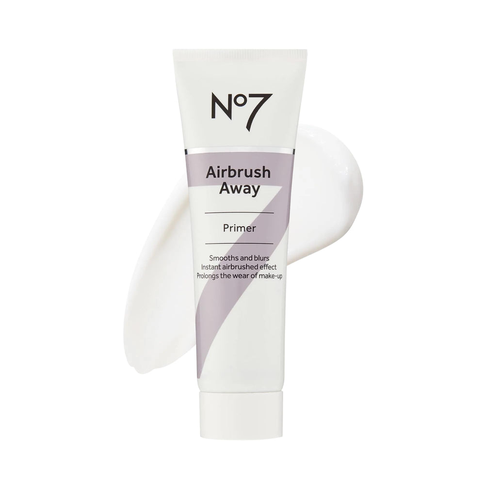 No7 Airbrush Away Primer bottle closeup showing hydrating base for makeup