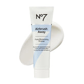 No7 Airbrush Away primer bottle closeup, sleek packaging designed for pore minimization