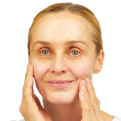 No7 in-use on wet face during morning routine, demonstrates gentle cleansing