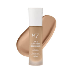 No7 front bottle in Honey showing label and sleek packaging for easy selection