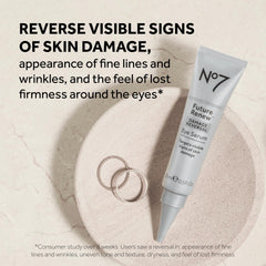 No7 Future Renew serum texture swirl demonstrates smooth, lightweight formula ideal for sensitive skin.