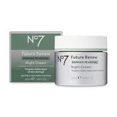 No7 Future Renew Night Cream jar closeup showing rich overnight hydration