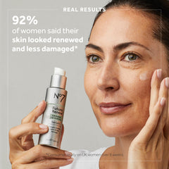 No7 Future Renew serum texture swirl shows lightweight, fast-absorbing hydration.
