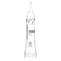 No7 Laboratories Line Correcting Booster Serum bottle close-up highlighting collagen peptide formula for aging skin.