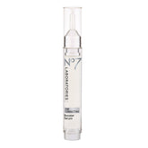 No7 Line Correcting Serum bottle closeup shows collagen peptides for mature skin hydration.