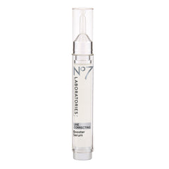 No7 Line Correcting Serum bottle closeup shows collagen peptides for mature skin hydration.