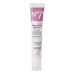 No7 menopause eye roller application shows cooling hydration for delicate under-eye skin.