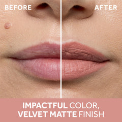 No7 lipstick open twist revealing bullet tip and easy application benefit: precise control