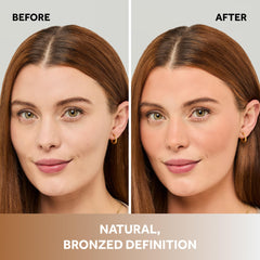 No7 powder swatch on skin showing blendable warm color payoff