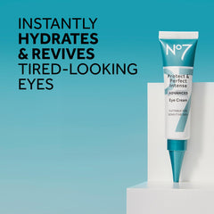 No7 Protect & Perfect Eye Cream hyaluronic acid bottle highlights plumping hydration for delicate eye skin