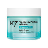 No7 Protect & Perfect Intense Night Cream bottle shows nighttime hydration