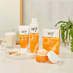 No7 Radiance cream jar closeup highlights premium moisturizer texture.