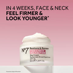 No7 Restore & Renew cream SPF 30 daily use supports protection and hydration.