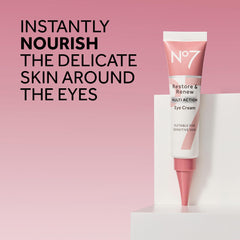 No7 Restore & Renew eye cream texture swirl showing smoothing, nourishing feel.