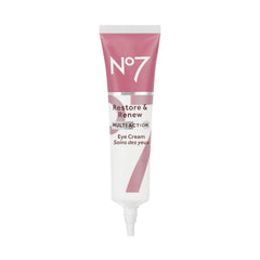 No7 Restore & Renew eye cream tube closeup, creamy texture for gentle under-eye care.