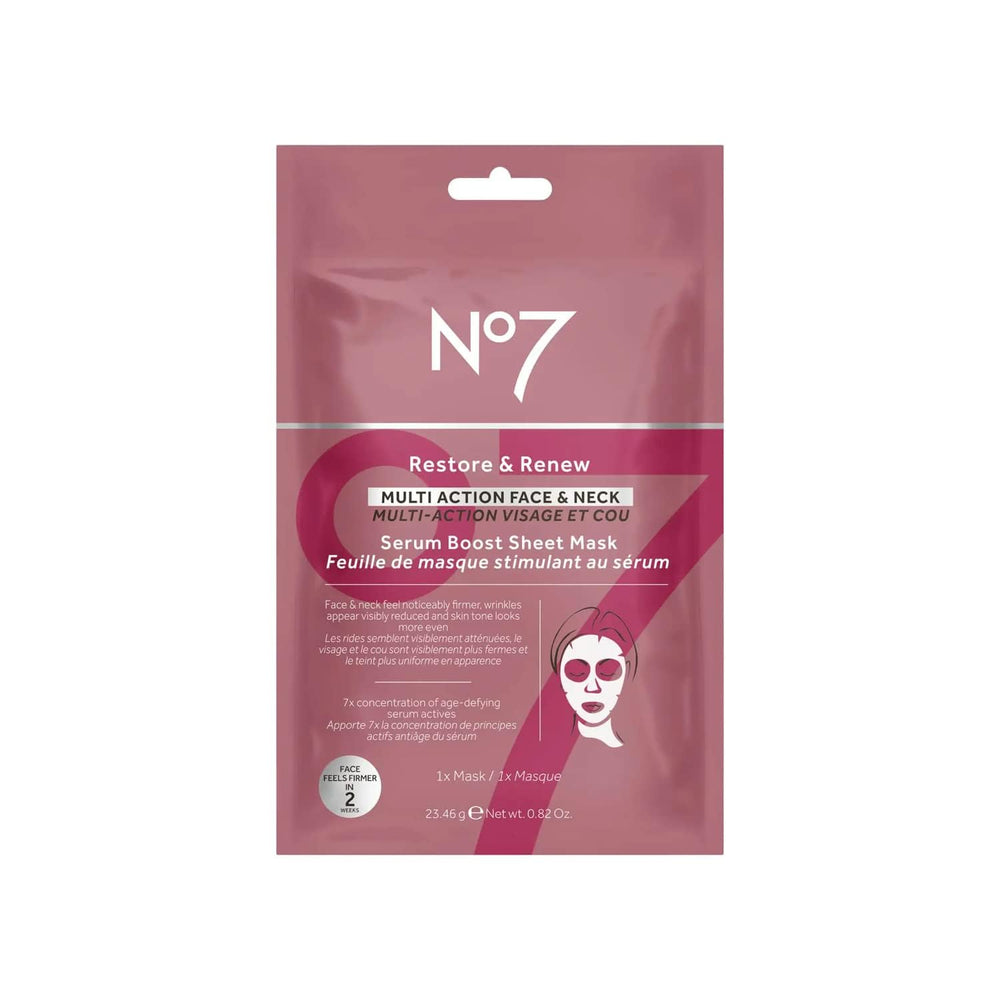 No7 sheet mask front packaging showing product name and hydrating benefits