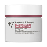 No7 Restore & Renew SPF30 Day Cream tube closeup showing smooth texture for daily use.
