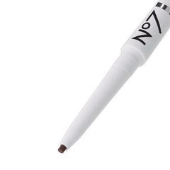 No7 brown pencil swatch on skin, buildable color and blendability demonstrated
