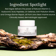 Noku Marine Cream featuring red algae power for youthful elasticity.